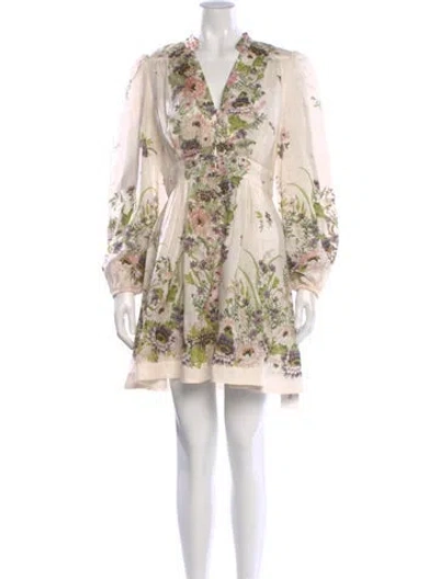 Pre-owned Zimmermann Linen Mini Dress In Neutral