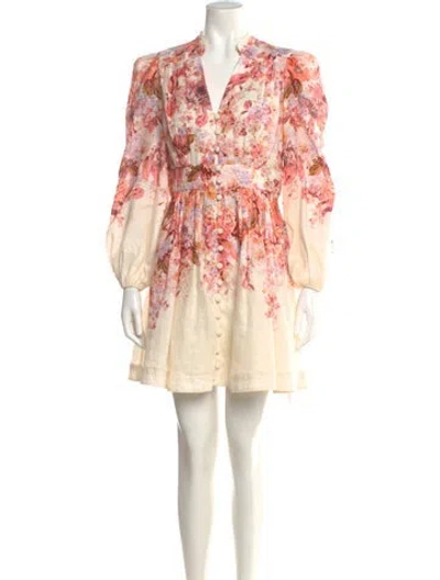 Pre-owned Zimmermann Linen Mini Dress In Neutral