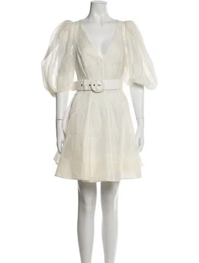 Pre-owned Zimmermann Linen Mini Dress In Neutral