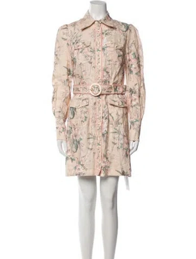 Pre-owned Zimmermann Linen Mini Dress In Neutral