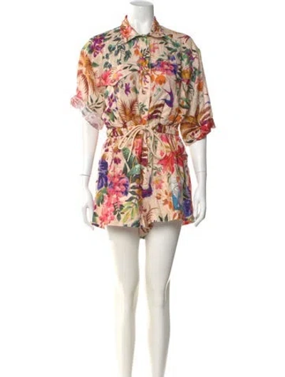 Pre-owned Zimmermann Linen Mini Dress In Neutral