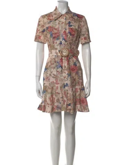 Pre-owned Zimmermann Linen Mini Dress In Neutral