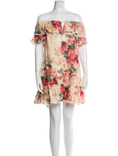 Pre-owned Zimmermann Linen Mini Dress In Neutral