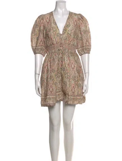 Pre-owned Zimmermann Linen Mini Dress In Neutral