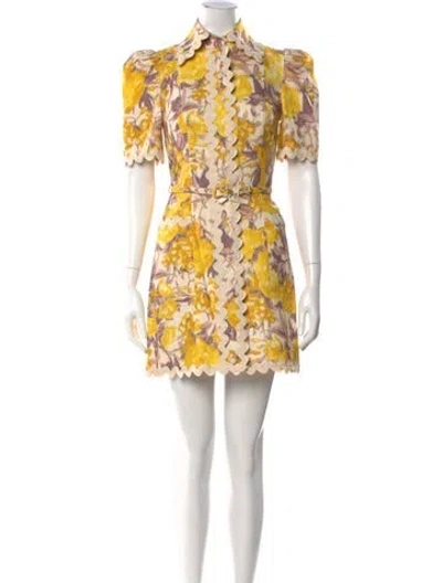 Pre-owned Zimmermann Linen Mini Dress In Neutral