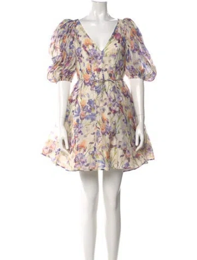 Pre-owned Zimmermann Linen Mini Dress In Neutral