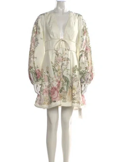 Pre-owned Zimmermann Linen Mini Dress In Neutral