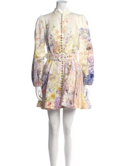 Pre-owned Zimmermann Linen Mini Dress In Neutral