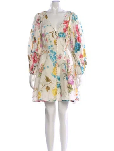 Pre-owned Zimmermann Linen Mini Dress In Neutral