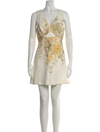 Pre-owned Zimmermann Linen Mini Dress In Neutral