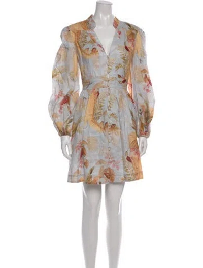 Pre-owned Zimmermann Linen Mini Dress In Neutral