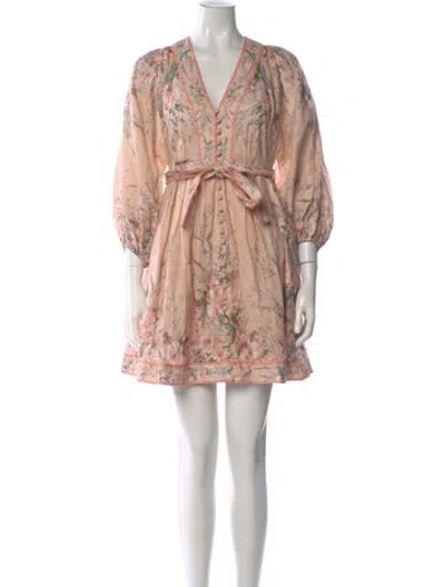Pre-owned Zimmermann Linen Mini Dress In Neutral