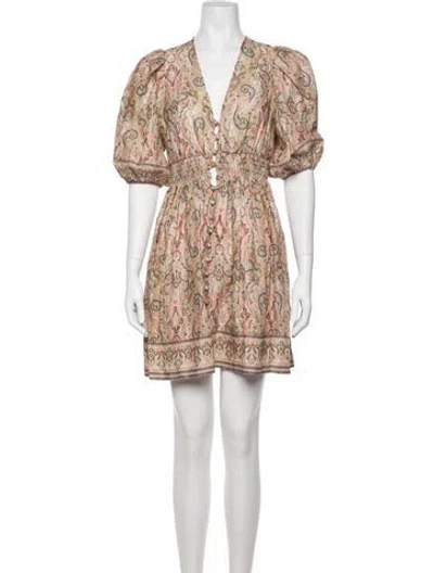 Pre-owned Zimmermann Linen Mini Dress In Neutral