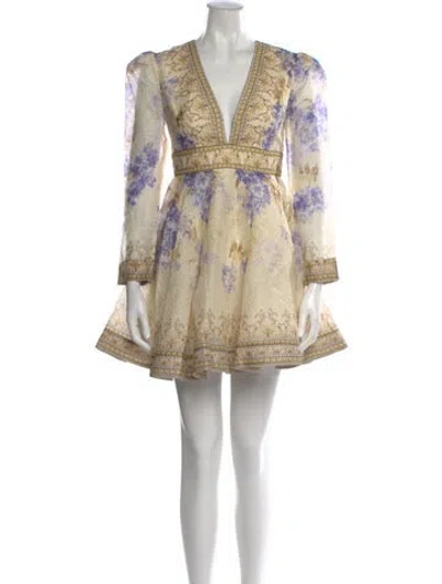 Pre-owned Zimmermann Linen Mini Dress In Neutral