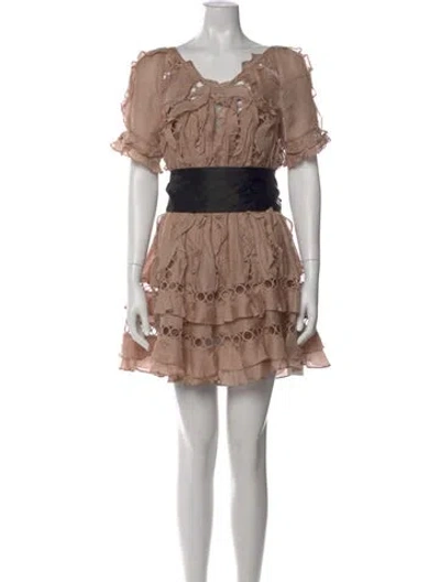 Pre-owned Zimmermann Linen Mini Dress In Neutral