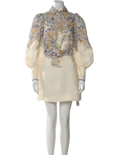 Pre-owned Zimmermann Linen Mini Dress In Neutral