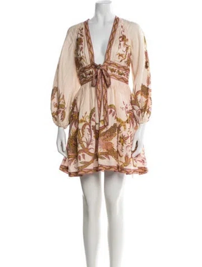 Pre-owned Zimmermann Linen Mini Dress In Neutral