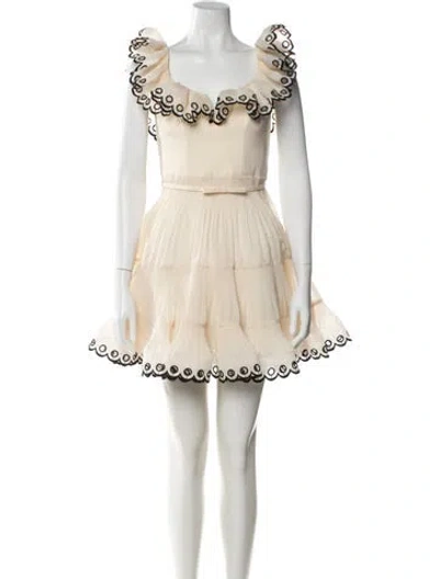 Pre-owned Zimmermann Linen Mini Dress In Neutral