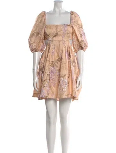 Pre-owned Zimmermann Linen Mini Dress In Neutral
