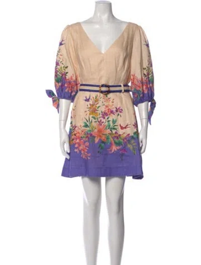 Pre-owned Zimmermann Linen Mini Dress In Neutral