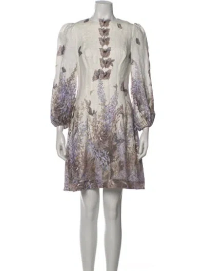 Pre-owned Zimmermann Linen Mini Dress In Neutral