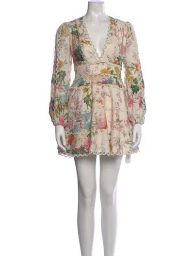 Pre-owned Zimmermann Linen Mini Dress In Neutral