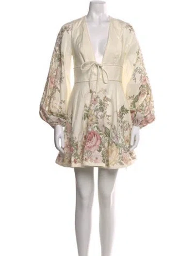 Pre-owned Zimmermann Linen Mini Dress In Neutral