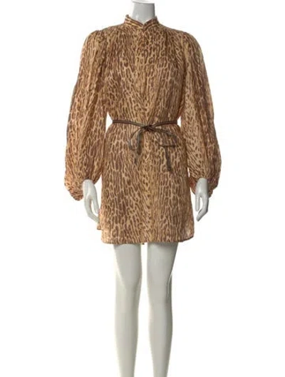 Pre-owned Zimmermann Linen Mini Dress In Neutral