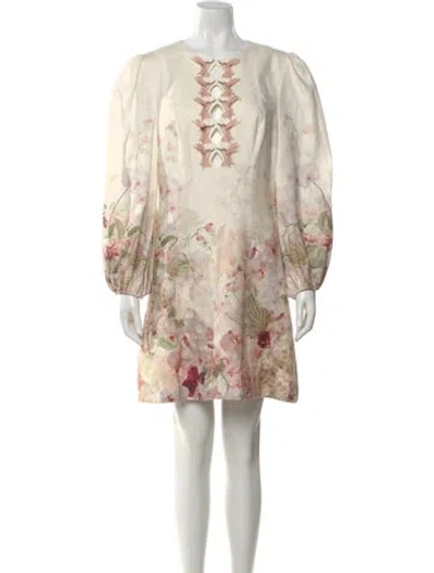 Pre-owned Zimmermann Linen Mini Dress In Neutral