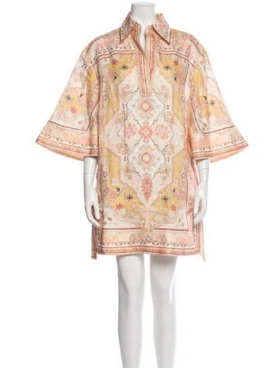 Pre-owned Zimmermann Linen Mini Dress In Neutral
