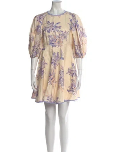 Pre-owned Zimmermann Linen Mini Dress In Neutral