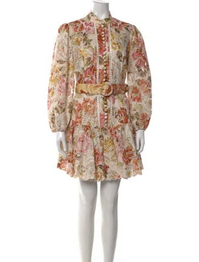 Pre-owned Zimmermann Linen Mini Dress In Neutral