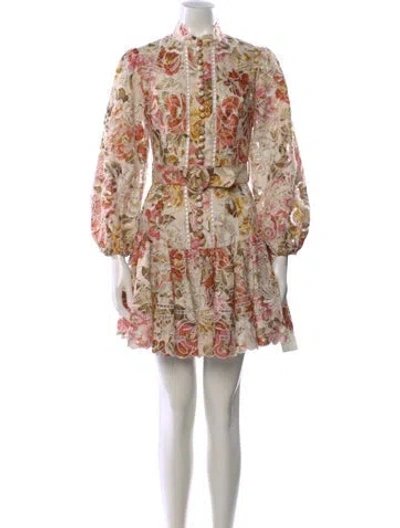 Pre-owned Zimmermann Linen Mini Dress In Neutral