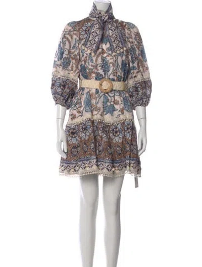 Pre-owned Zimmermann Linen Mini Dress In Neutral