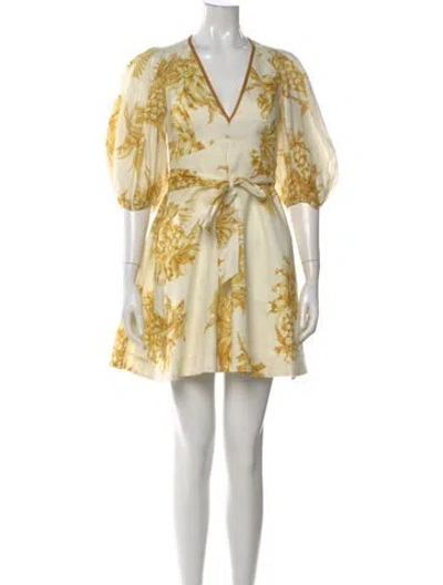 Pre-owned Zimmermann Linen Mini Dress In Neutral