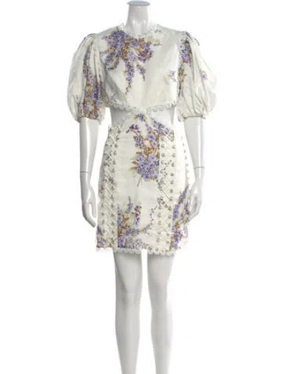 Pre-owned Zimmermann Linen Mini Dress In Neutral