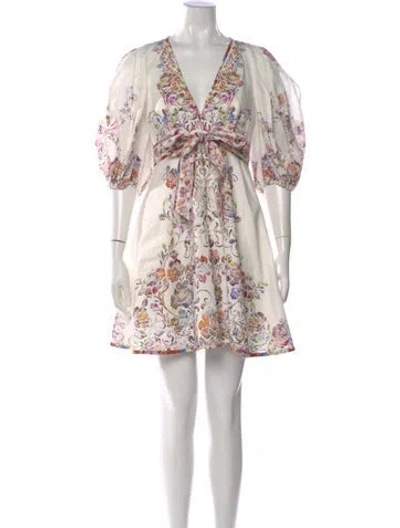 Pre-owned Zimmermann Linen Mini Dress In Neutral