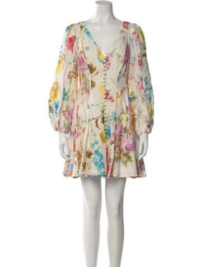 Pre-owned Zimmermann Linen Mini Dress In Neutral