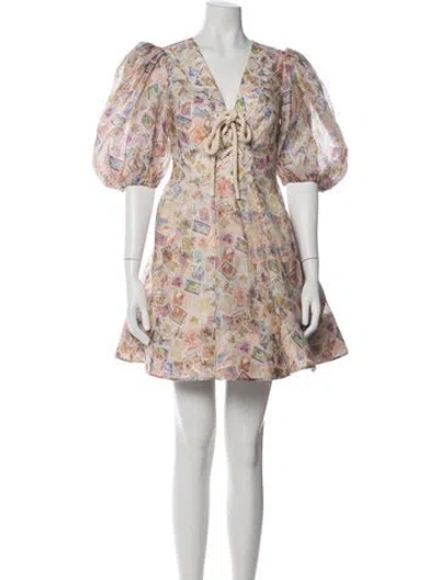 Pre-owned Zimmermann Linen Mini Dress In Neutral