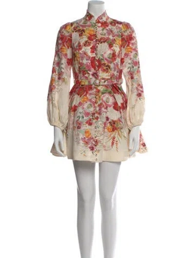 Pre-owned Zimmermann Linen Mini Dress In Neutral