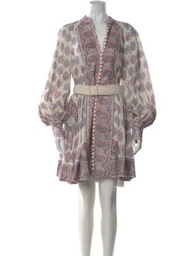 Pre-owned Zimmermann Linen Mini Dress In Neutral