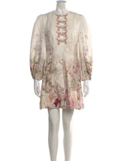 Pre-owned Zimmermann Linen Mini Dress In Neutral