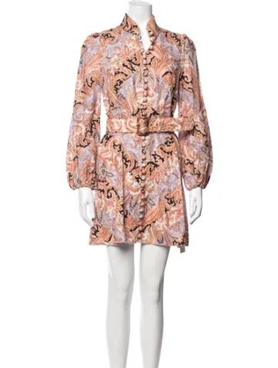 Pre-owned Zimmermann Linen Mini Dress In Neutral