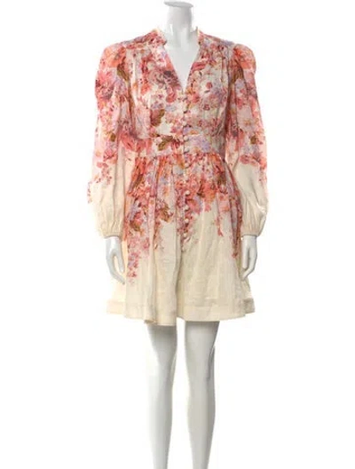 Pre-owned Zimmermann Linen Mini Dress In Neutral