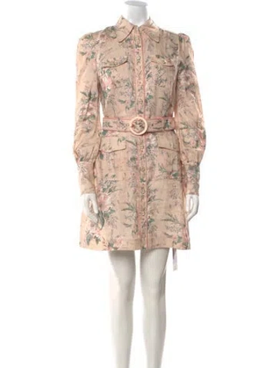 Pre-owned Zimmermann Linen Mini Dress In Neutral