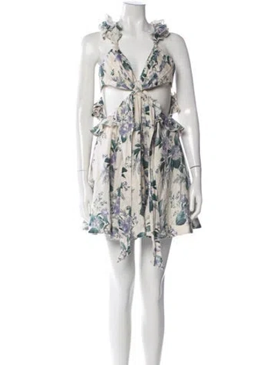 Pre-owned Zimmermann Linen Mini Dress In Neutral