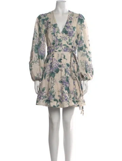 Pre-owned Zimmermann Linen Mini Dress In Neutral