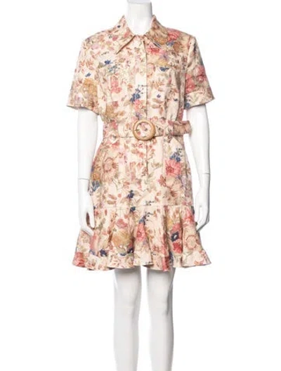 Pre-owned Zimmermann Linen Mini Dress In Neutral