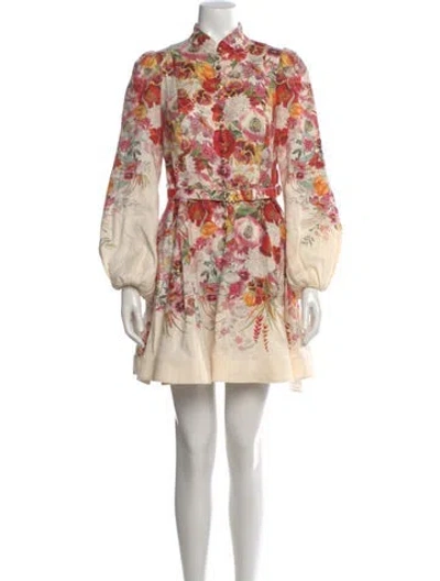 Pre-owned Zimmermann Linen Mini Dress In Neutral