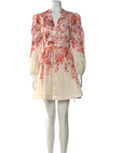 Pre-owned Zimmermann Linen Mini Dress In Neutral